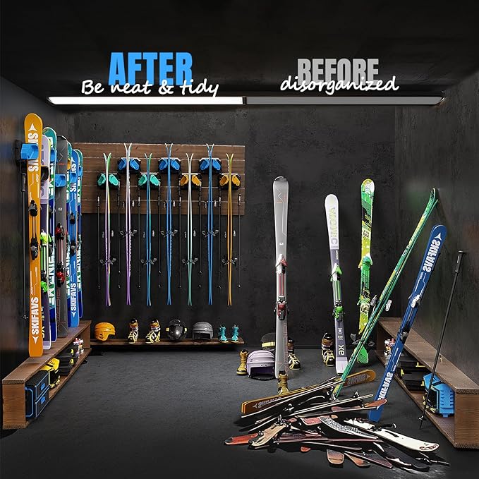 Ski & Snowboard Wall Rack for Garage Wall Fits Any Ski/board, Ski Wall Mount - Image 3