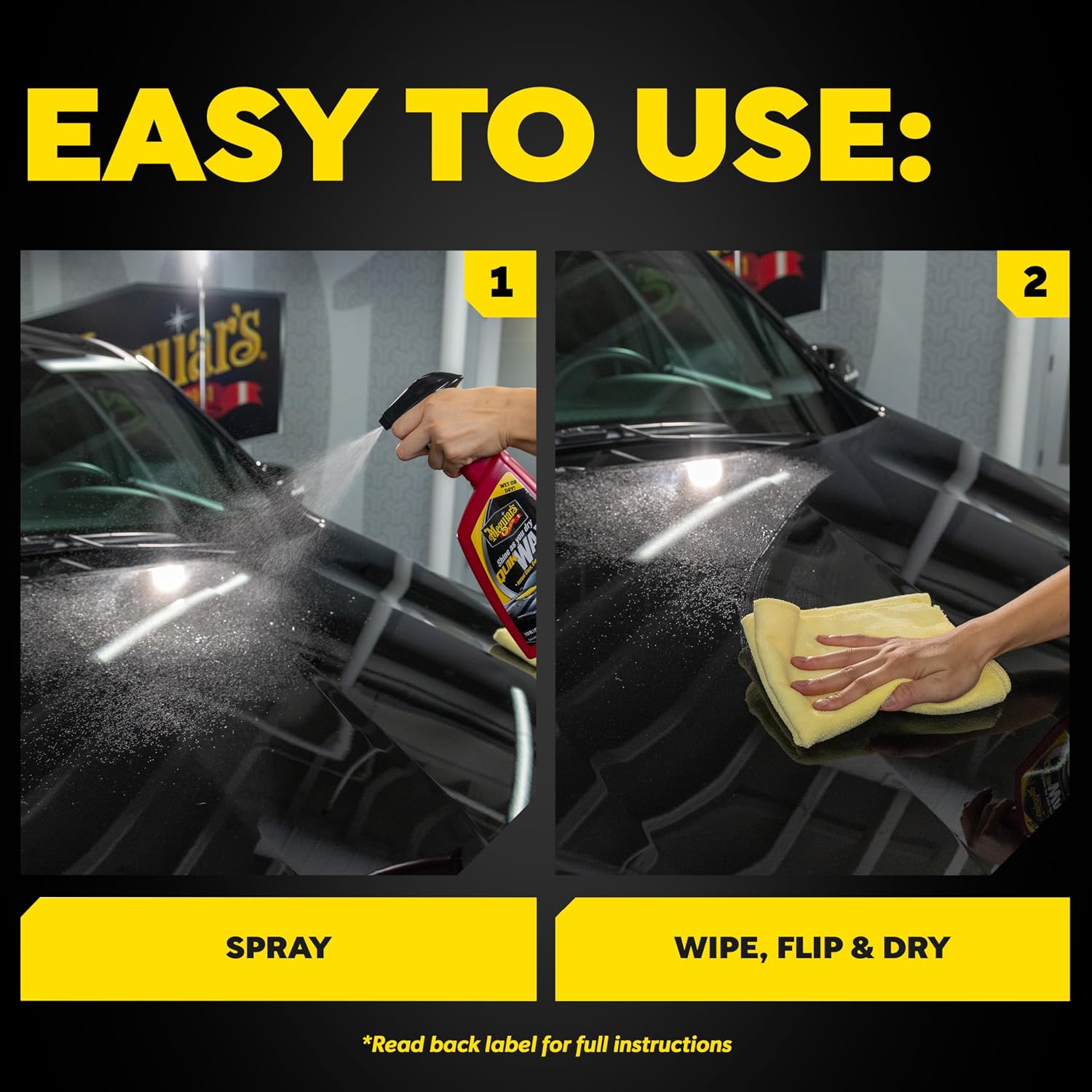 Meguiar's Quik Wax, Spray Wax for Car Detailing that Creates a Deep Shiny Look, Can Be Applied to Wet or Dried Paint and In Direct Sunlight, Moisture Rolls Off Waxed Paint, 24 Oz