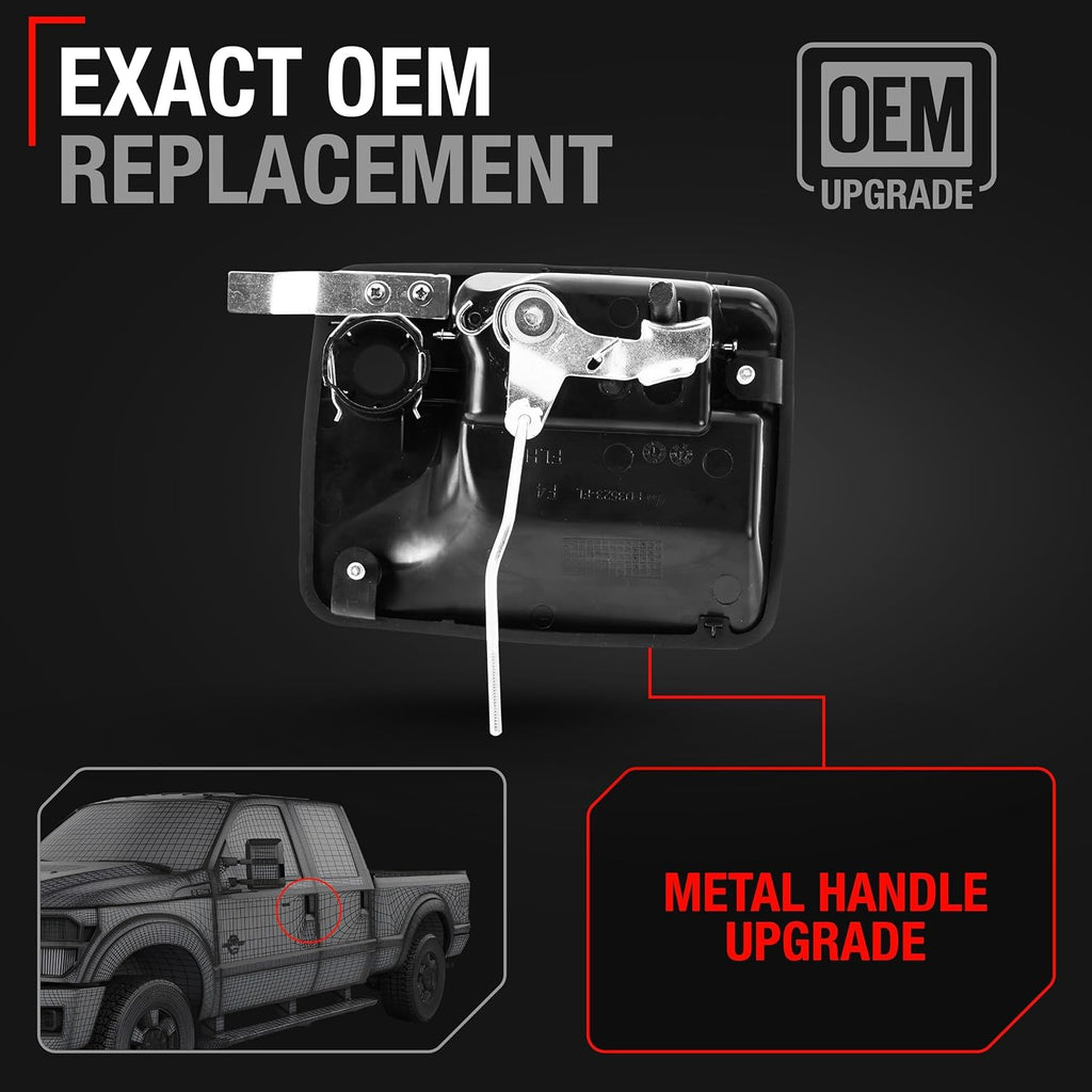 T1A Exterior Front Driver Door Handle Replacement, Upgraded Metal - Compatible with 1999-2016 Ford F-250 F-350 F-450 F-550 Super Duty - Textured Black with Keyhole - OEM 7C3Z-2522405