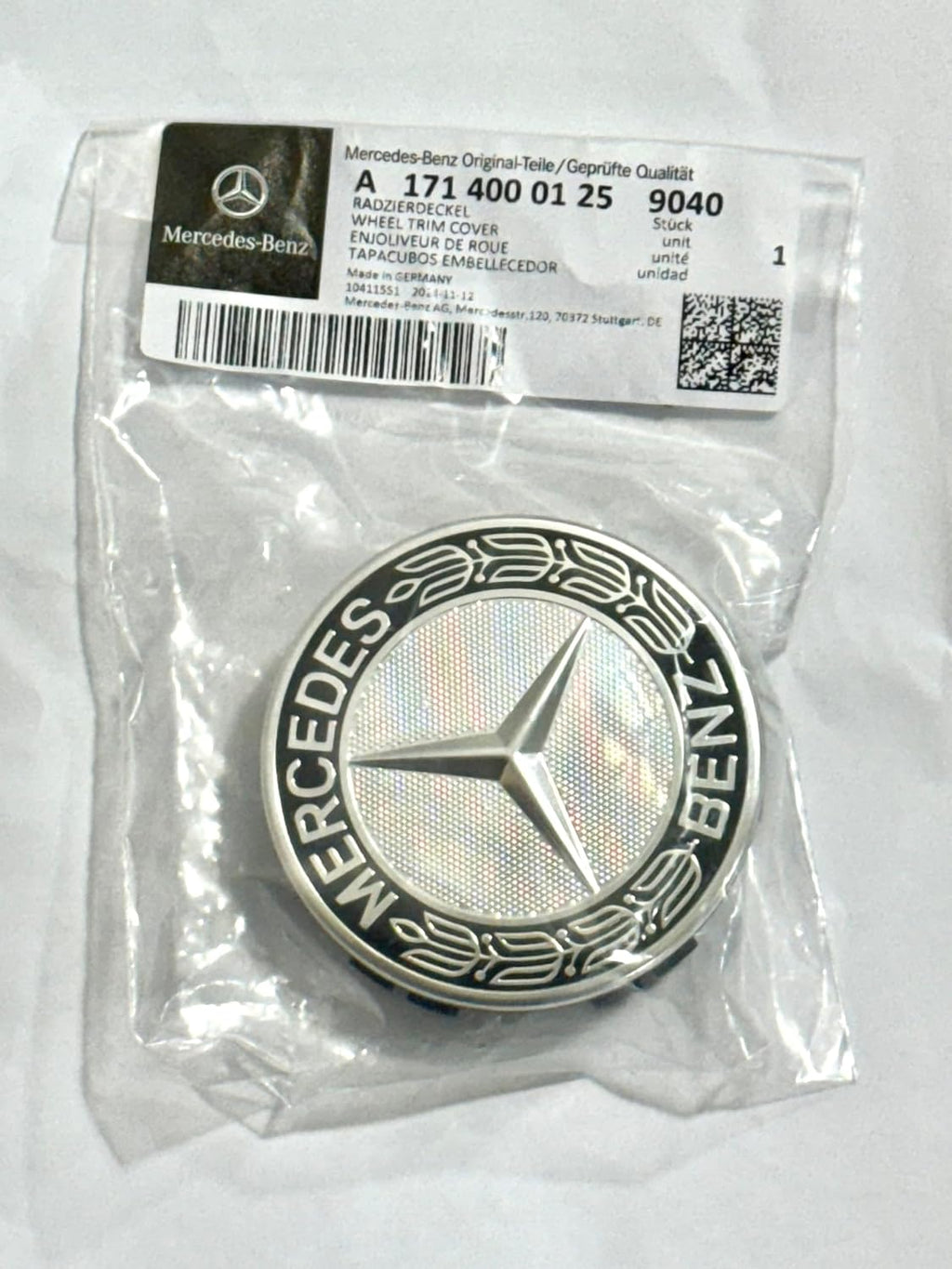 Mercedes-Benz Black Classic Logo Wheel Center Cap, Genuine MB Parts