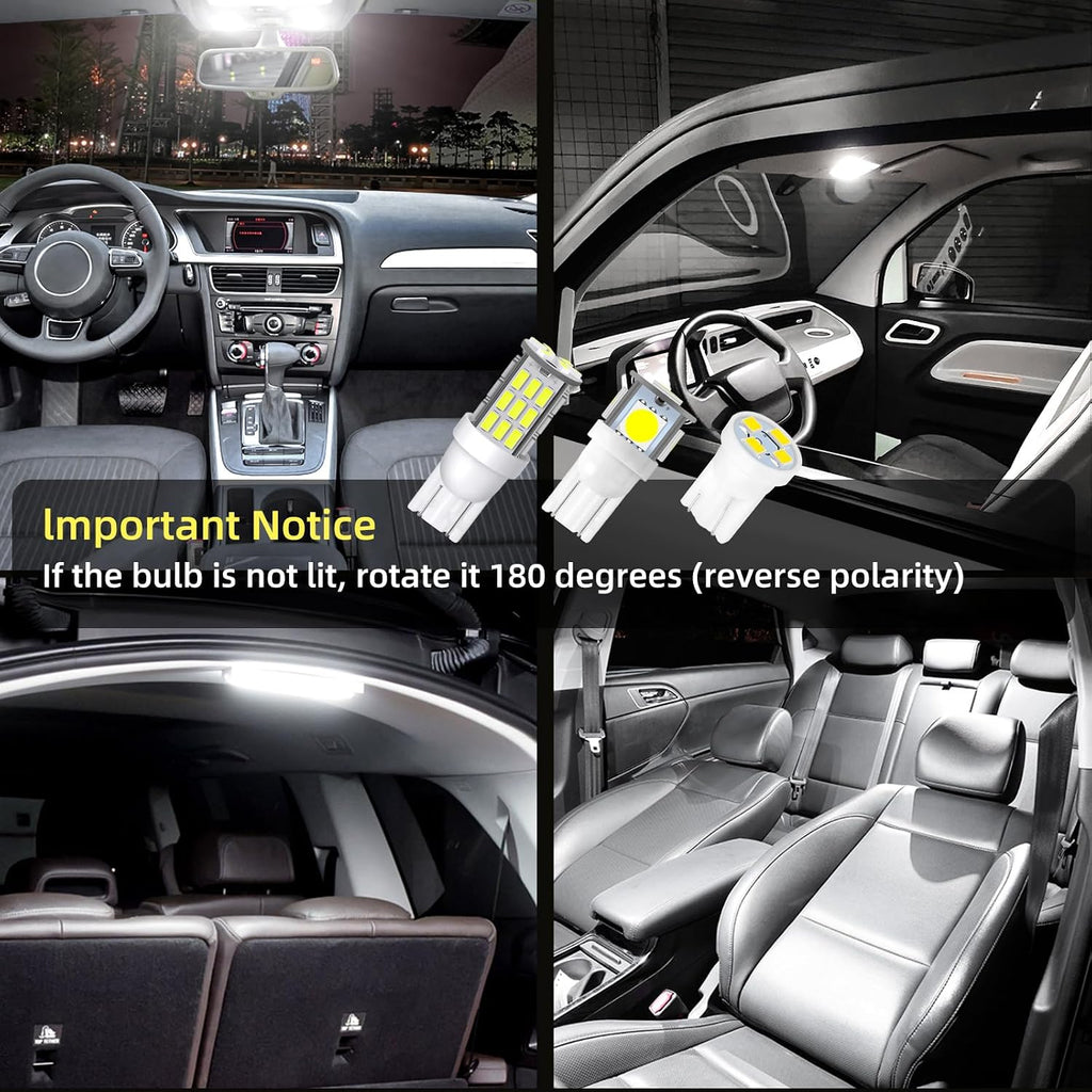 24PCS Car Interior Bulb Kit Set T10 921 194 168 Bulbs Interior Replacement 12 Volt Lights for RV Camper Trailer Boat Trunk Interior Dome Car Map License Plate Door Side Marker Cornering Light- White