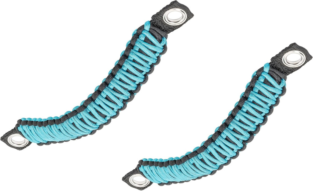 Quadratec 550 Paracord 3-in-1 Grab Handles for A Pillar, Headrests & Soundbar - Fits Jeep Wrangler JK 2-Door 2007-2018 - Cab Entry Assist Handles (Teal Blue)