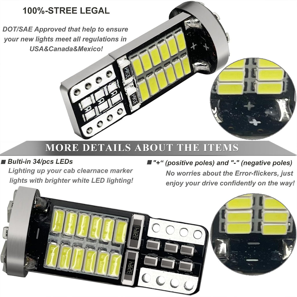 10/pcs LED Interior Lights Bulb Replacement for Volkswagen 2006-2010 VW Beetle Front/Rear Parking Marker Lamps Courtesy Stepwell Glove Box Luggage Compartment Lamp Bulbs