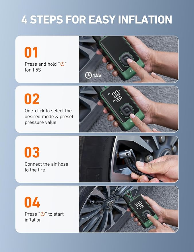 AstroAI L7 Air Tire Inflator Portable Air Compressor, 150PSI Electric Cordless - Image 8