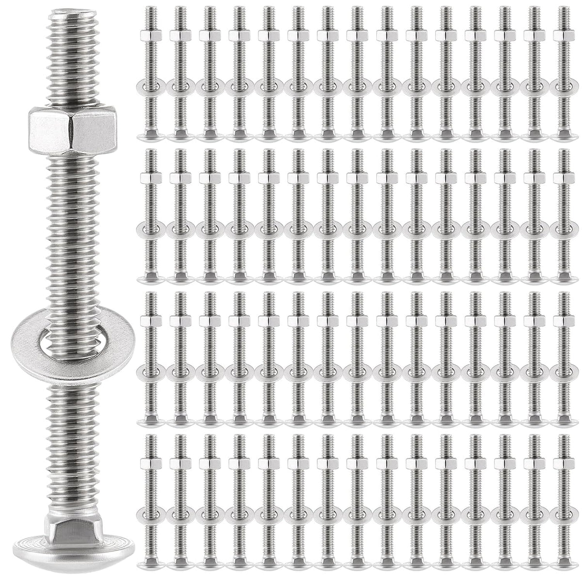zonon 100 sets 5/16-18 x 3" carriage bolts, main product view