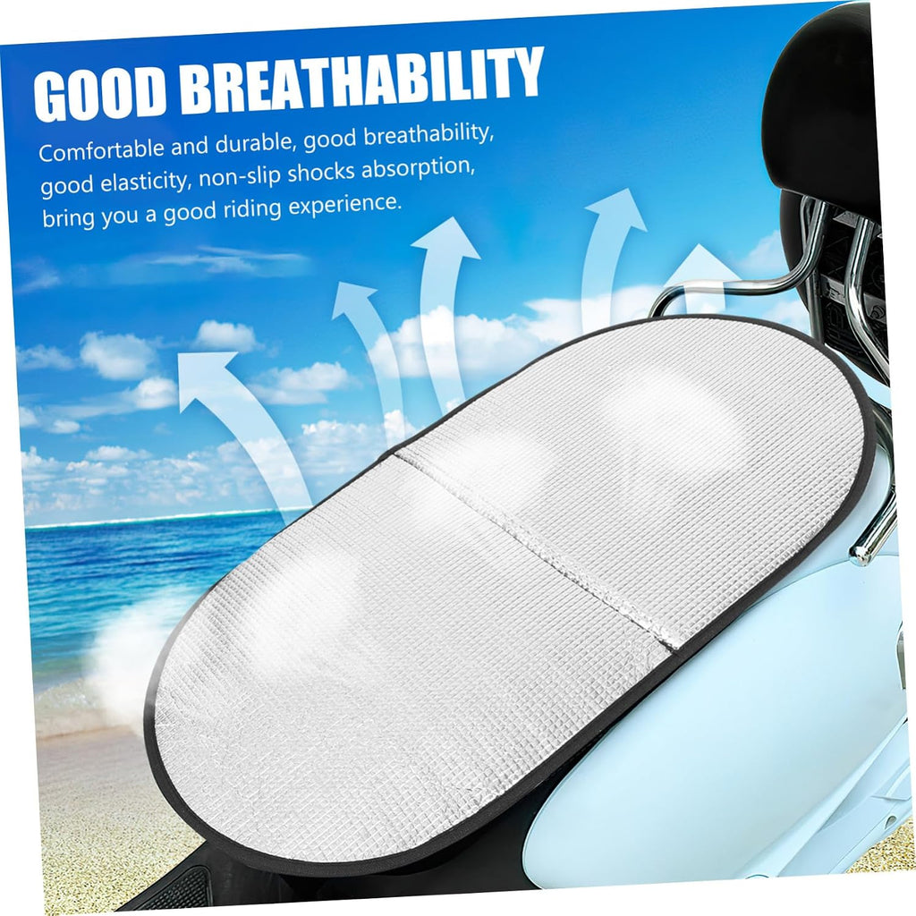Motorcycle Seat Cover with Sun Protection Heat Insulation Film Reflective Aluminum Foil Heat Shield for Motorbikes and Electric Bikes Easy to Install Seat Cushion Cover