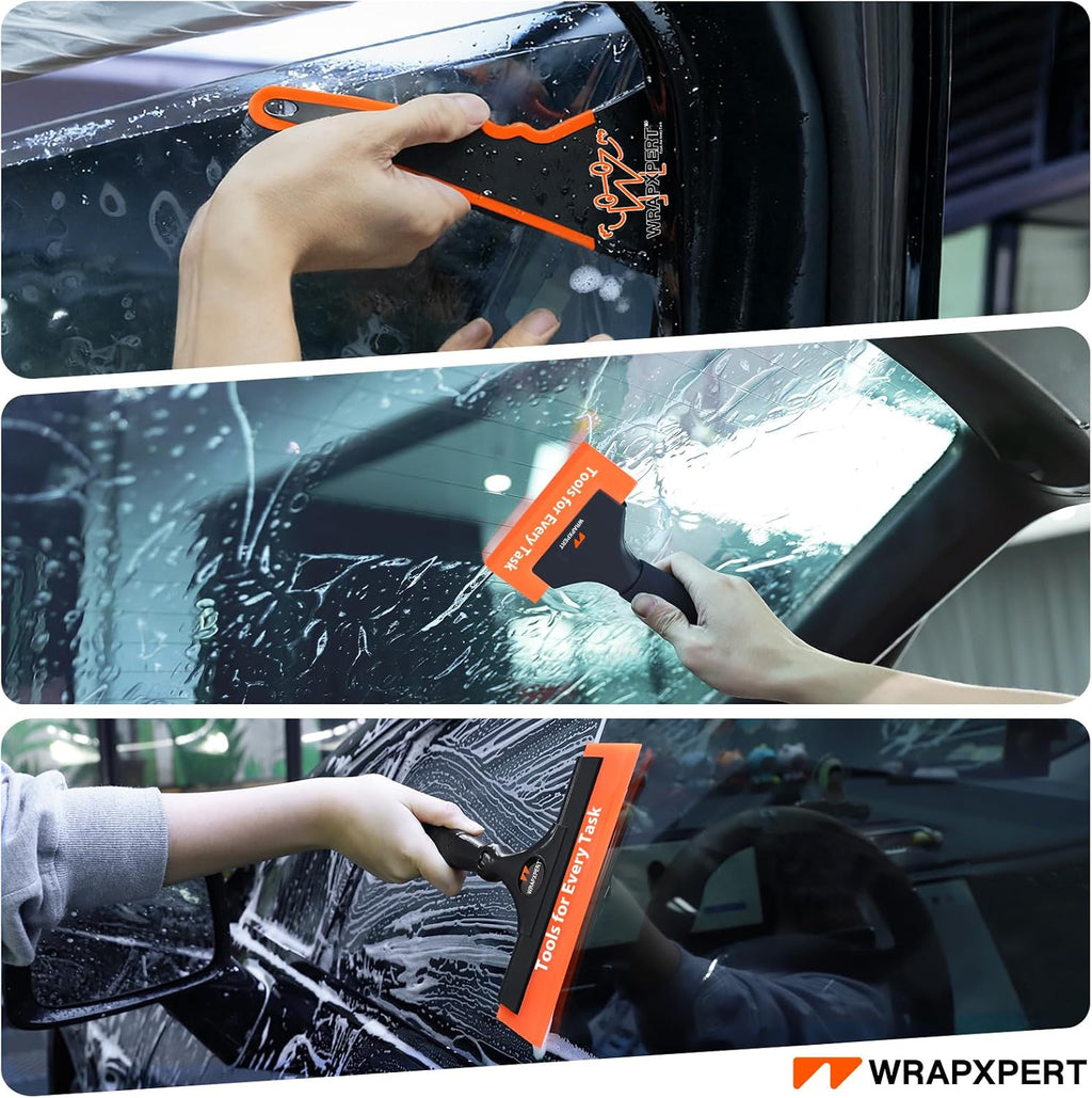 WRAPXPERT Window Tint Tools Kit, 3-Step Professional Window Tint Squeegee Set for Windshield & Rear Glass Tinting, Squeegee for Car Window Film Installation, Fast Water Removal and Bubble-Free Finish