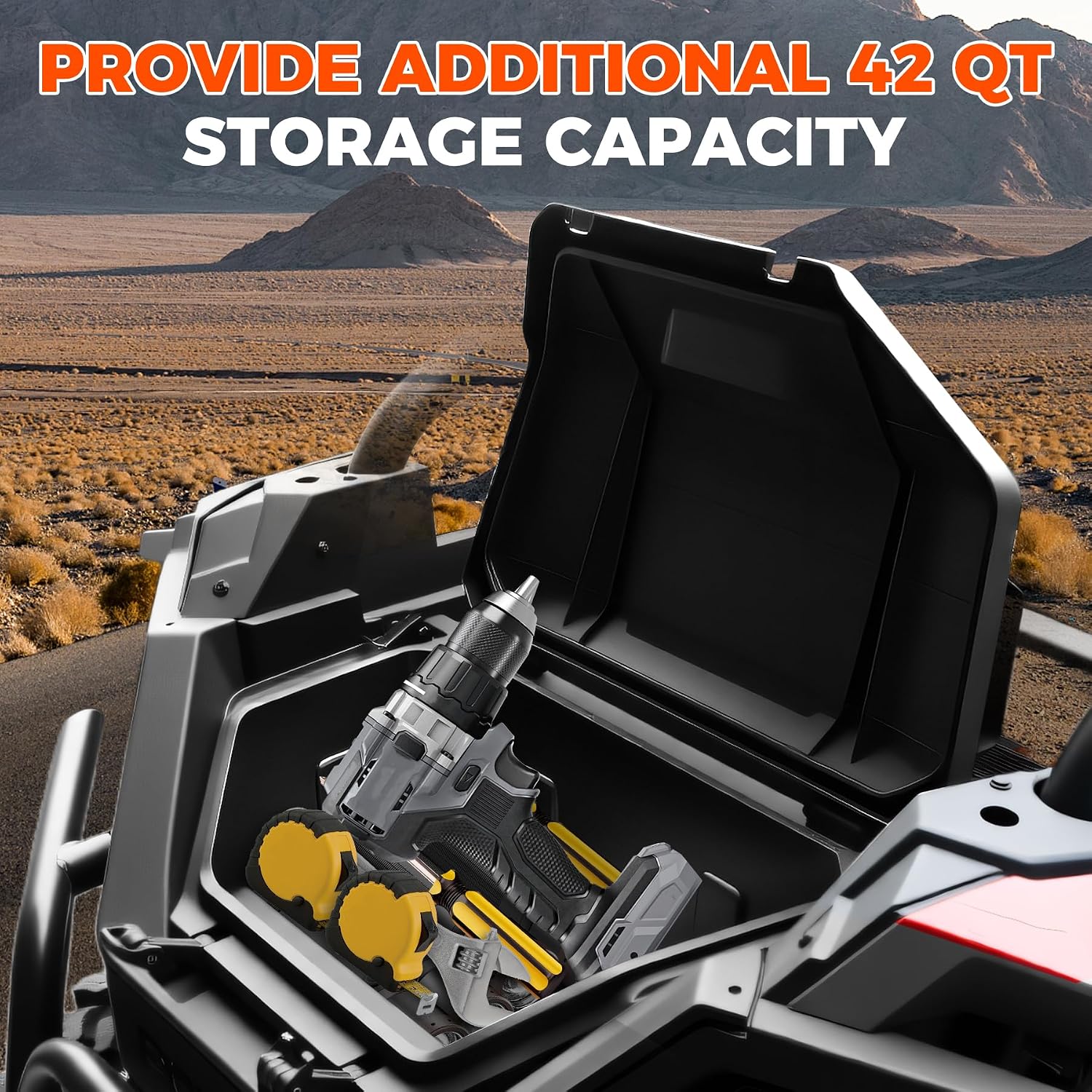 42QT Rear Cargo Box for Polaris RZR Turbo R/PRO S PRO XP 2020-2026 | Upgraded Cargo Storage Box, Poly Water Resistant, 2 Lockable Latche, Replace OEM #2883752