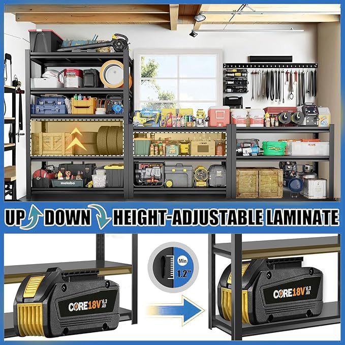 Garage Shelving 3500LBS Metal Storage Shelves 5-Tier Adjustable Garage Storage - Image 7