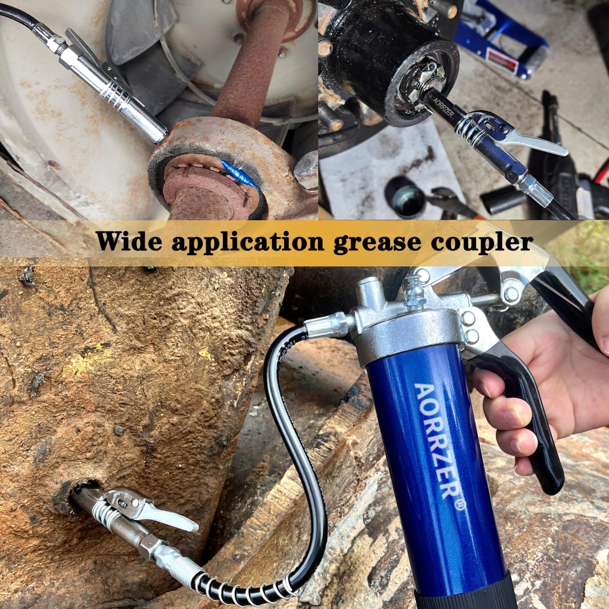 Grease Gun Coupler 2 PCS, Strong Lock-on Greases Gun Couplers | 12000 PSI High Pressure Coupler Quick Release Grease, and Compatible with All Grease Guns 1/8" NPT Grease Gun Fittings ﻿