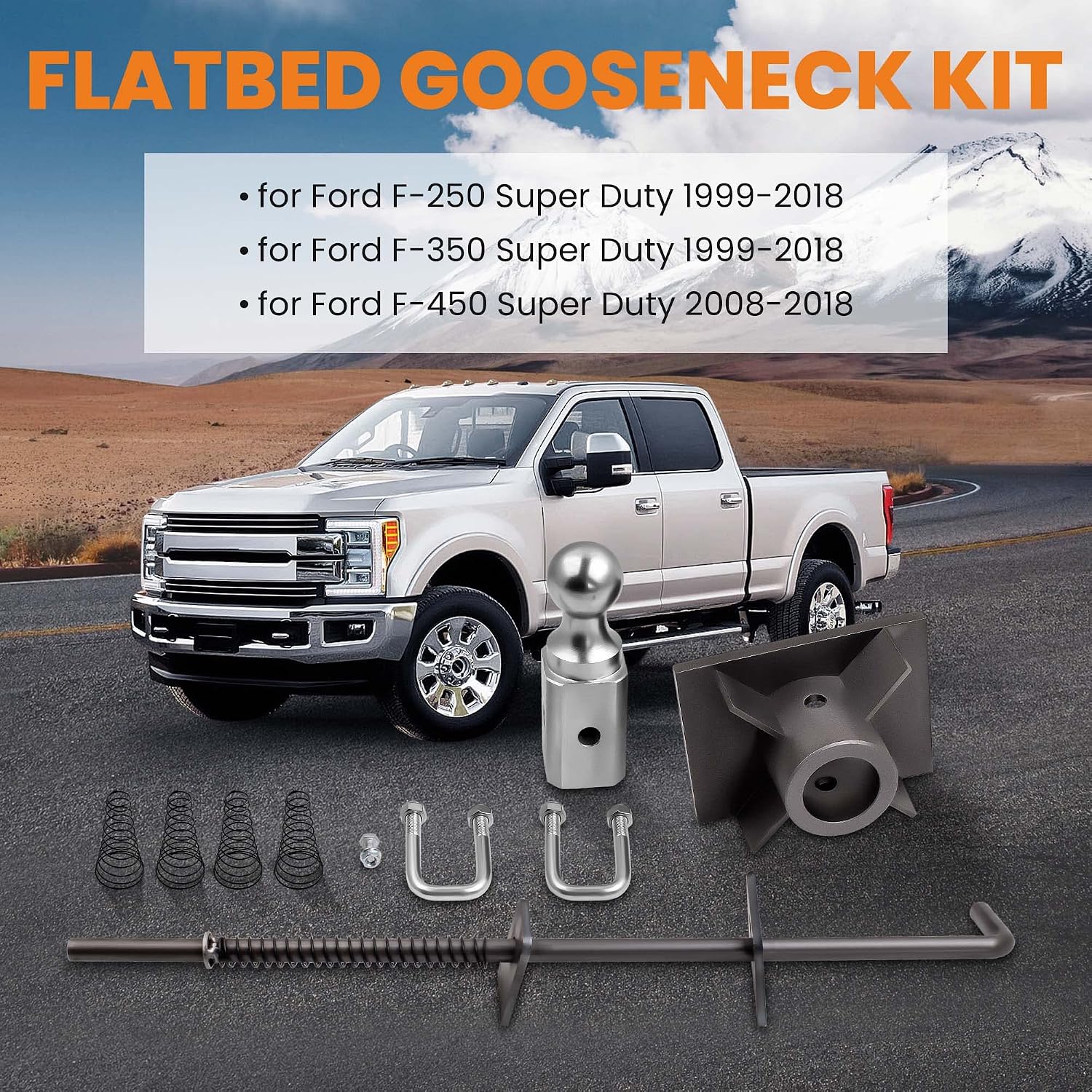 maXpeedingrods GNRK1500 Flat Beds Gooseneck Kit for Chevrolet for Toyota 1500 1994-2018, Universal Metal Gooseneck Hitch Kit, GTW 30,000 lbs