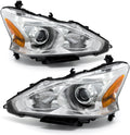 2013 2014 2015 Nissan Altima Headlight Assembly Only fit 4Door Clear Lens Chrome Housing with Amber Reflector Headlamp Replacement Left and Right Pair(Does Not Fit Xenon/HID)（W/O Bulbs）