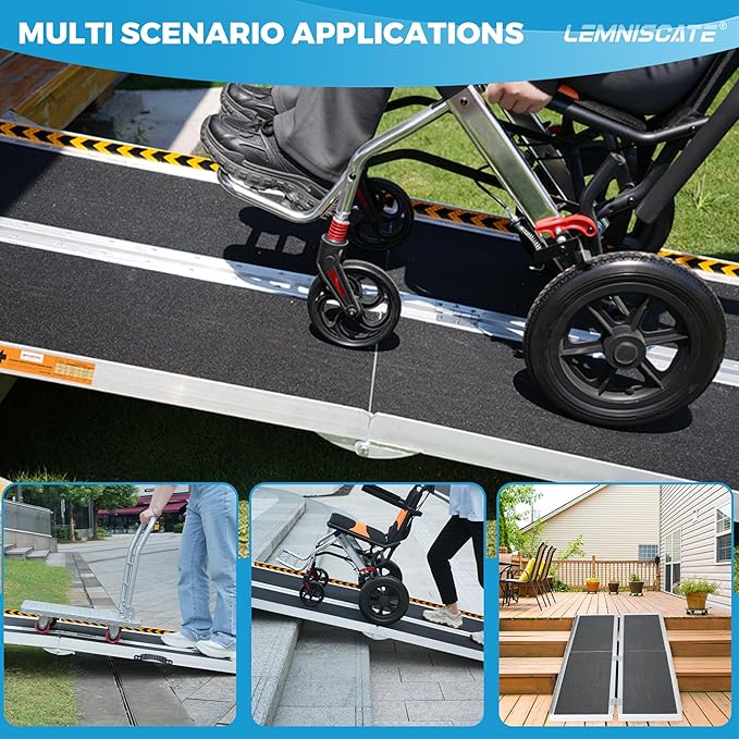 LEMNISCATE 8FT Wheelchair Ramp, Anti-Slip Portable Aluminum Ramps - Image 6