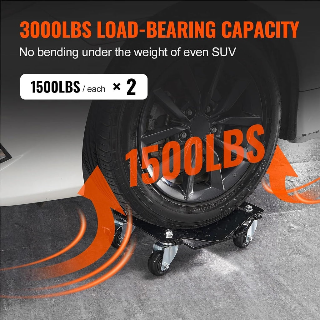 Car Moving Dolly Car Tire Wheel Trolley Dollies 2/4Pcs 1500 Lbs Weight Capacity Vehicle Skates Moving Tire with 4 Casters Trailer Mover