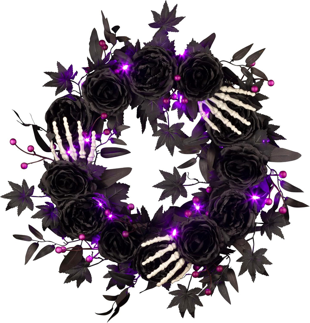 National Tree Company, 24inch Artificial Bad to The Bone Halloween Wreath, 30...