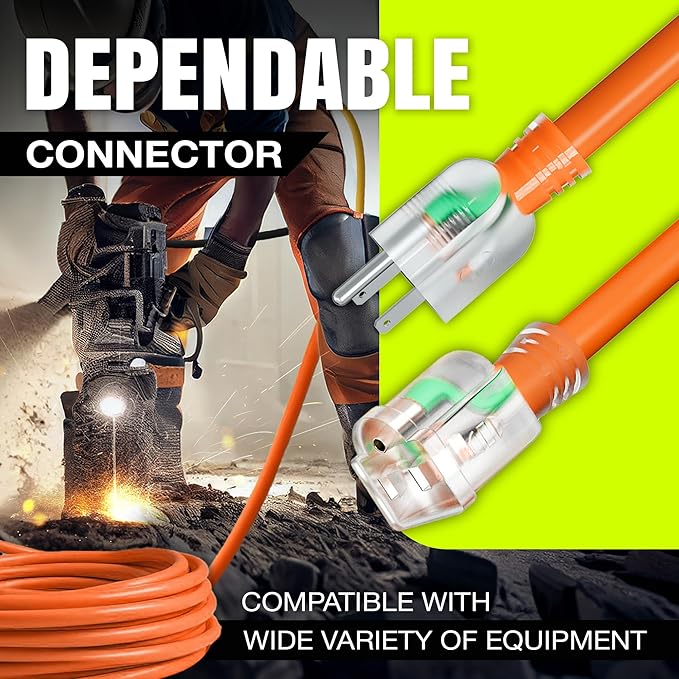 100ft Outdoor/Indoor Extension Cord 10/3 Gauge Ultra Heavy Duty 3 Prong SJTW - Image 4