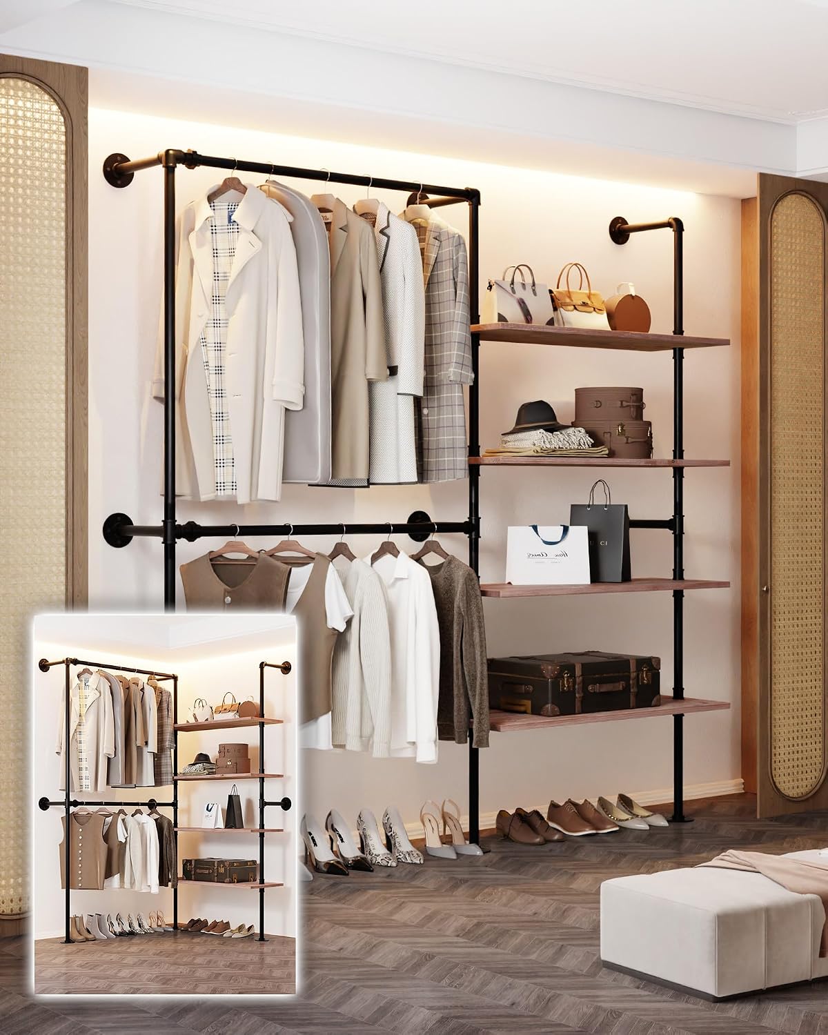 wall mounted clothing rack, heavy duty pipe closet, main product view