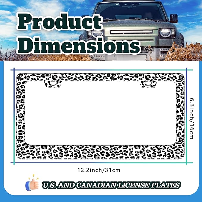 Leopard Print License Plate Frame Skin Texture Pattern Stainless Steel License - Image 3