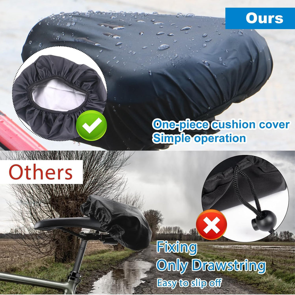 JoanofArc Bike Seat Cover Waterproof, Rain Cover with Drawstring for Mountain Bicycle, Rain Dustproof Cover, Suitable for Outdoor Riding, Easy on and Off with Drawstring Strap, 2 Packs