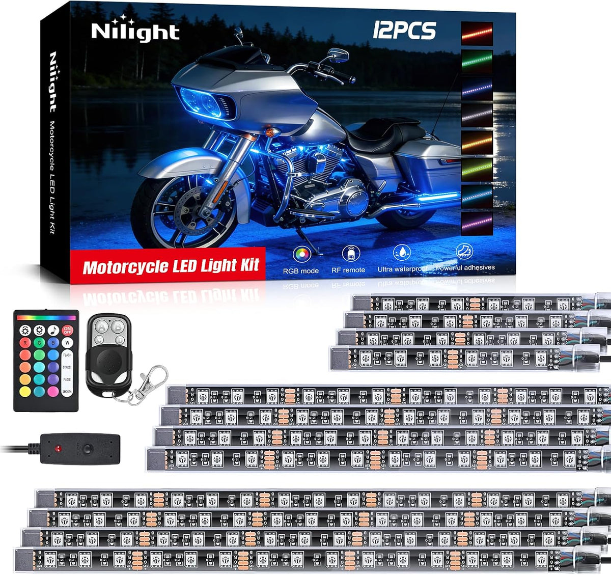 nilight - tl-35 12pcs motorcycle rgb led light, main product view
