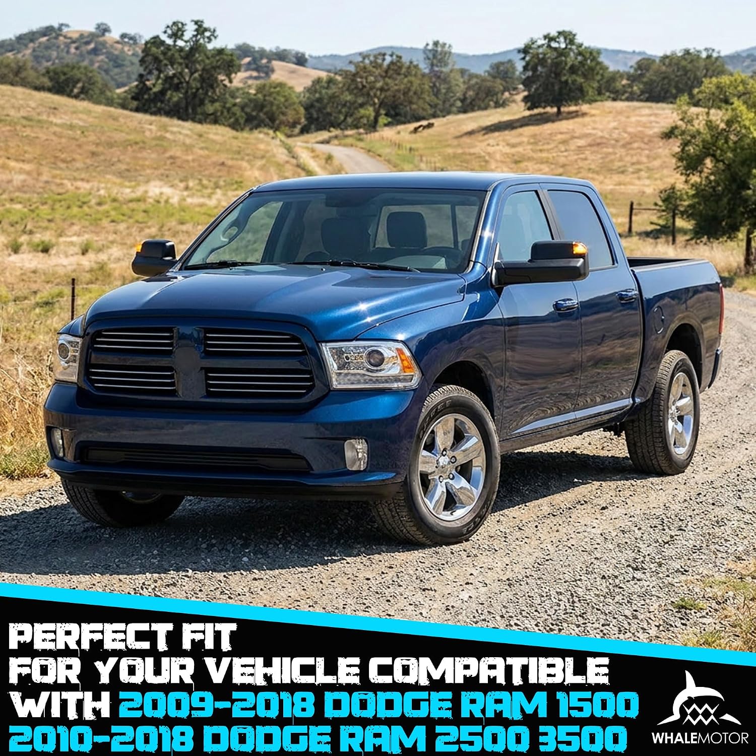 Smoked Power Heated Tow Mirrors Compatible with 2009-2018 Dodge Ram 1500, 2010-2018 2500 3500, 2019-2024 Ram 1500 Classic Flip Up Extended Trailer Towing Side Mirrors with Puddle Light, Black Housing