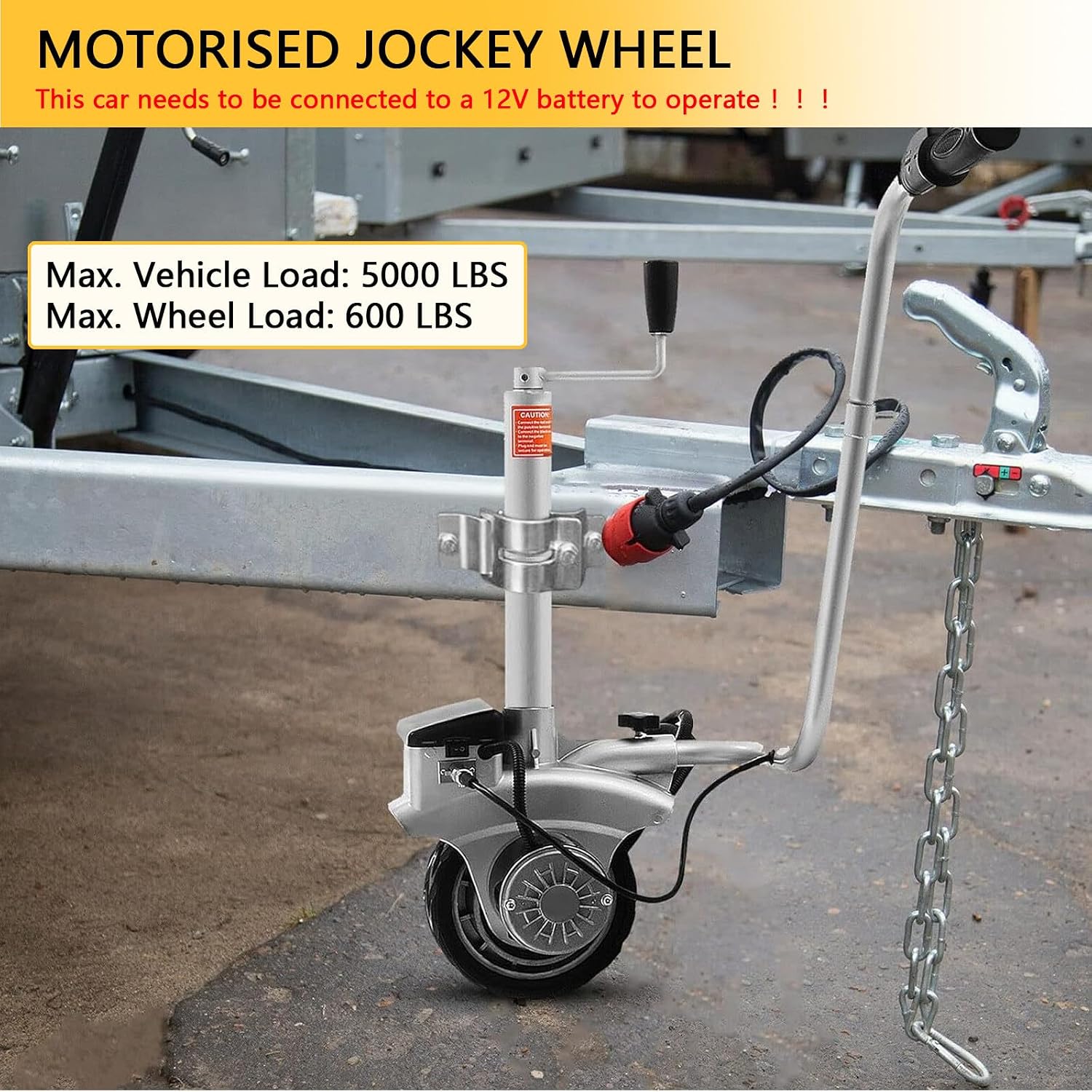 Motorised Jockey Wheels, Electric Trailer Dolly, Max Load 5000lbs, Trailer Move, 12V/350W Trailer Jack, Mover Maneuver Trailer Boat