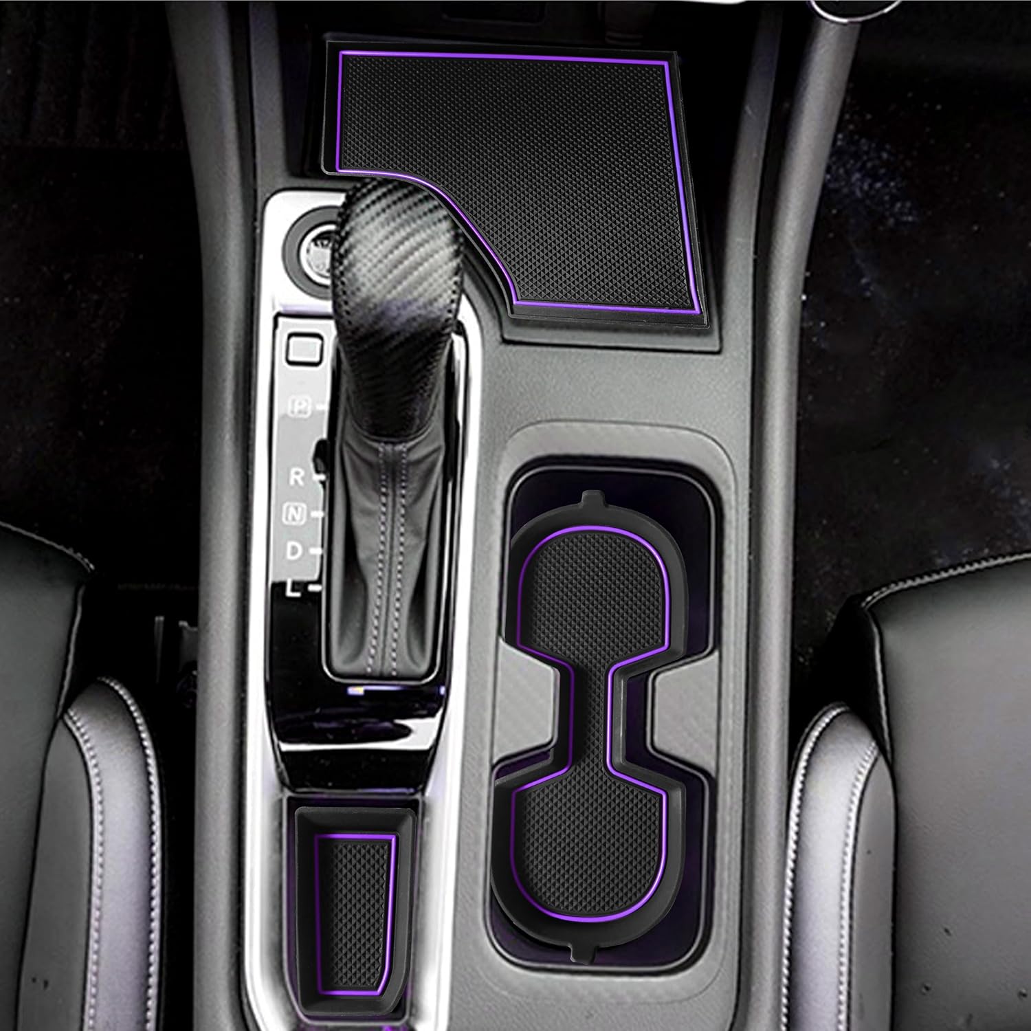 Customized Liners for Nissan Sentra Accessories 2020-2022 2023 2024 2025 3D Cup Holder Insert Liner Center Console Liner Door Pocket Mats Inserts Non-Slip Mats Pad 17-PC Set (Purple Trim)