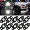 Macarrie 12 Pods Rock LED Lights Waterproof Neon Underglow Trail Rig Lamp Lighting for Car SUV Pickup Truck Motorcycle Boat ATV Utv RZR Rv Offroad Trailer Fender Under Body Golf(White)