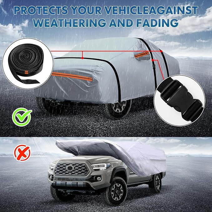 KEYOOG 6-Layer Full Car Cover is All-Weather Waterproof, All Seasons, Snow - Image 5