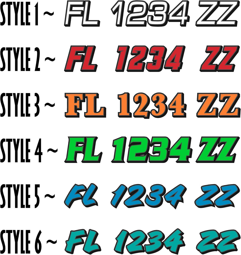 Boat Registration Numbers & Letters 2CL / 2 Pack Custom 3" Boat & Jetski PWC Stickers