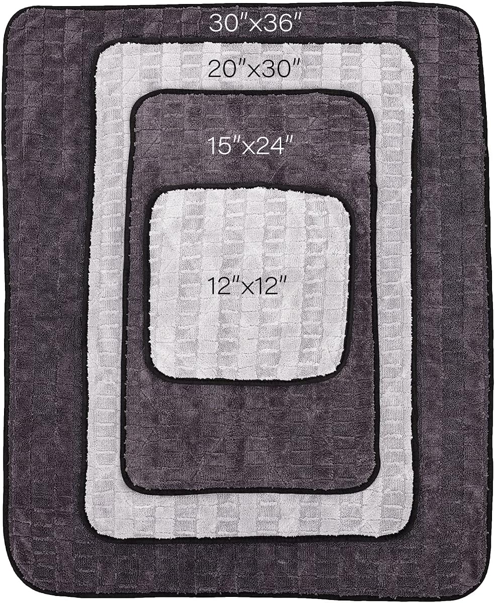 The Rag Company Gauntlet Car Drying Towel, Ultra-Absorbent 70/30 Blend Korean Microfiber, Dries Vehicles Faster Without Scratching, 900 GSM, 15x24 Inches, Ice Grey/Grey, 2-Pack