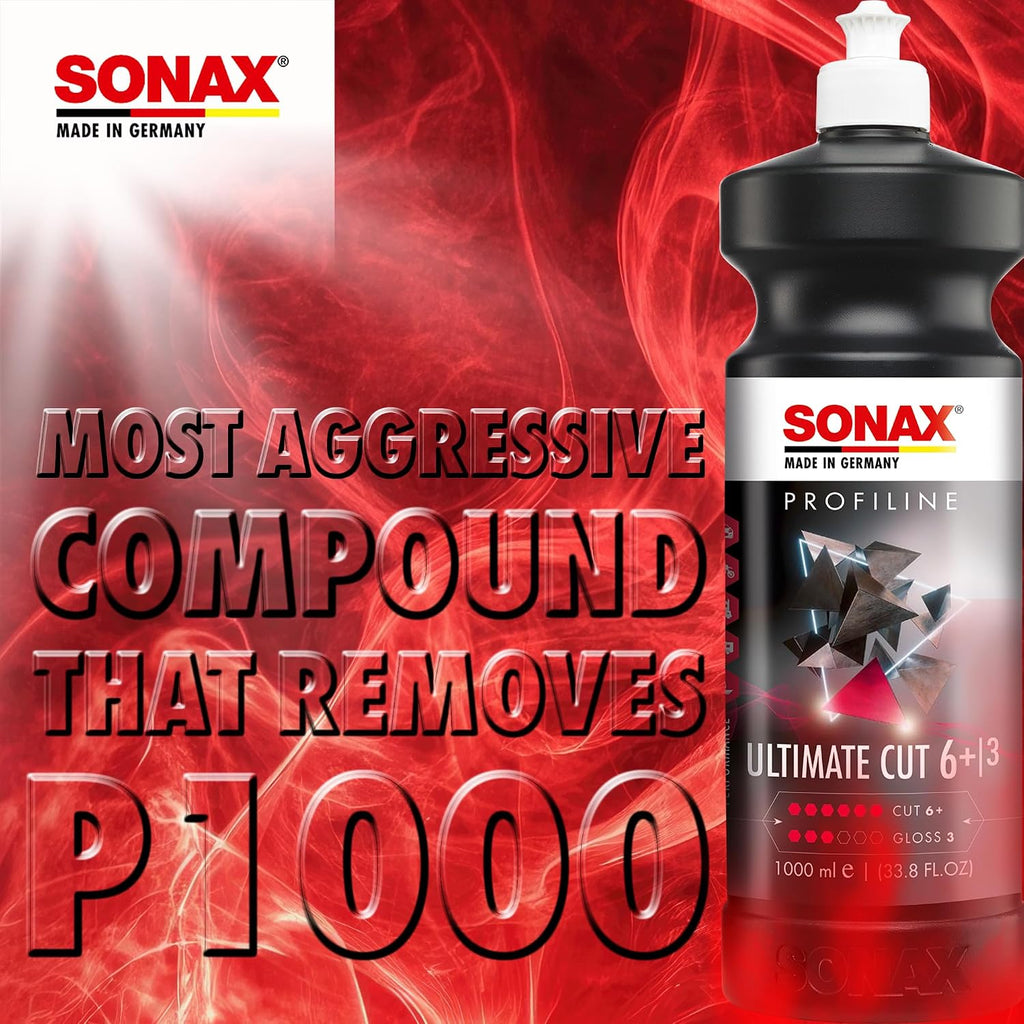 SONAX Ultimate Cut | Strong Abrasive Compound | Removes p1000 or Finer | Water Based Polish/Compound | Step 1 Compound | Removes Deep Scratches | Removes Sand Scratches | 5L | 239500