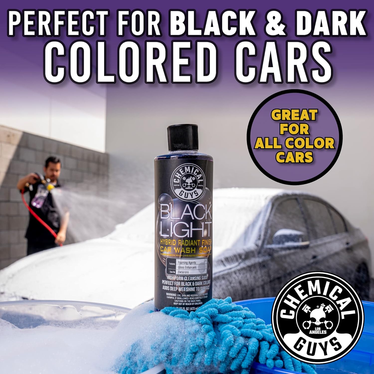 Chemical Guys CWS619 Black Light Foaming Car Wash Soap (Works with Foam Cannons, Foam Guns or Bucket Washes) Safe for Cars, Trucks, Motorcycles, RVs & More, 128 fl oz (1 Gallon), Black Cherry Scent