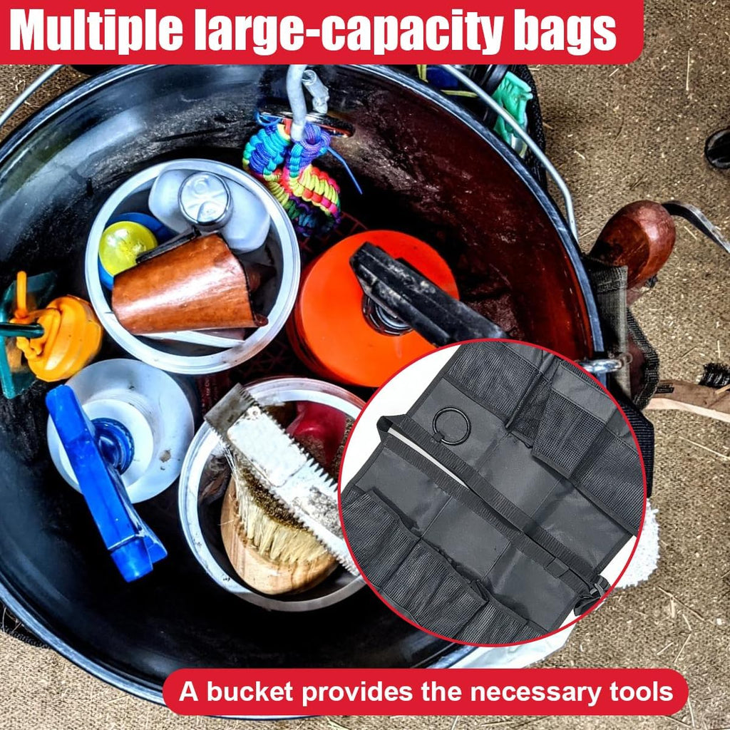 Craedli 5 Gallon Bucket Tool Organizer Bag Car Wash Caddy with Mesh Pockets | Storage Compartments For Cleaning Supplies, Universal Auto Detailing Equipment Pouch, Home Gardening Fishing Gear Container