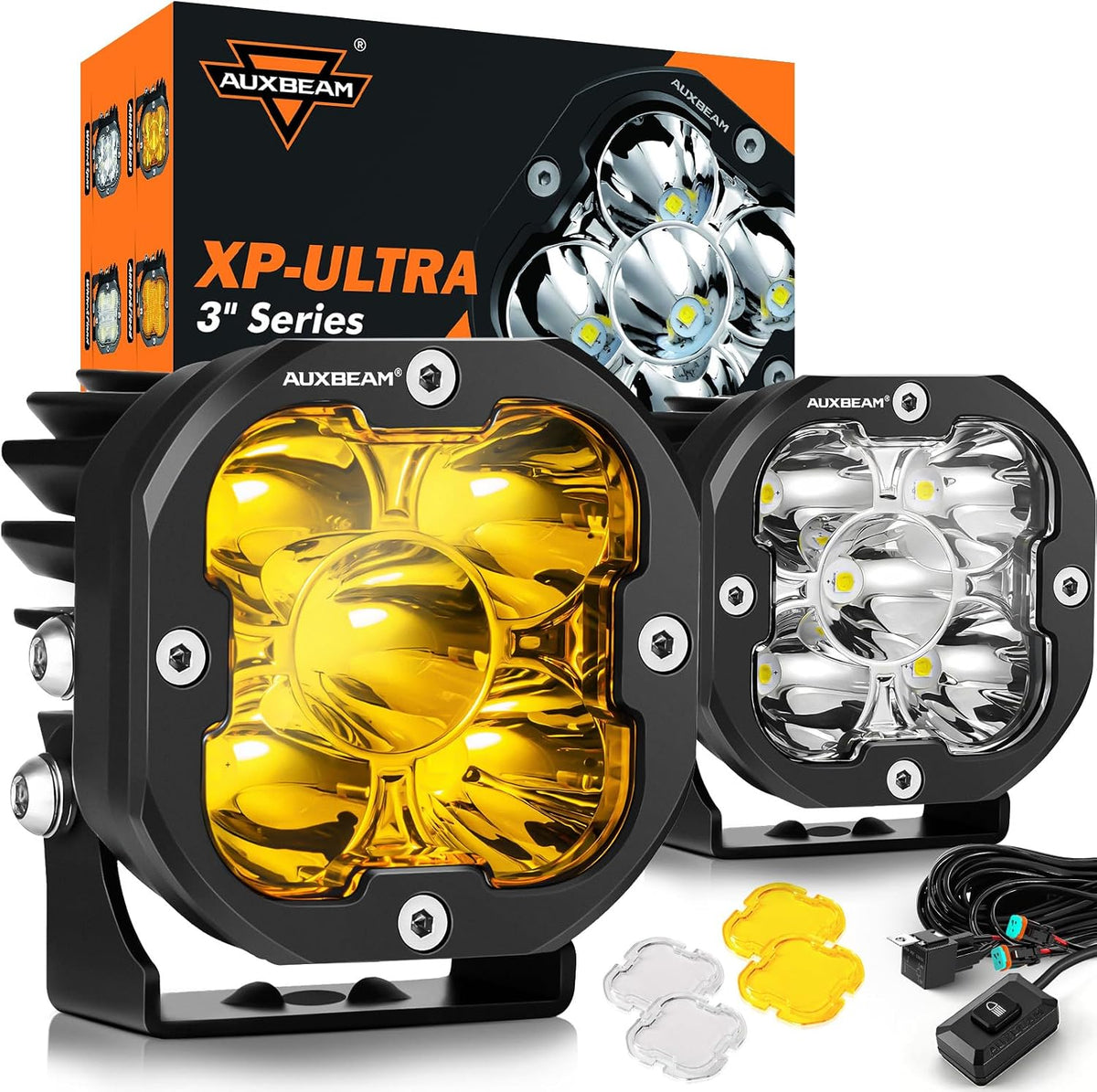 auxbeam xp-ultra series hyperspot led pods 3-inch off-road, main product view