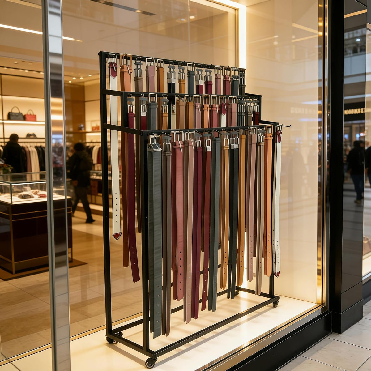 belt rack,belt display organizer,retail rack for belts ties, close-up detail