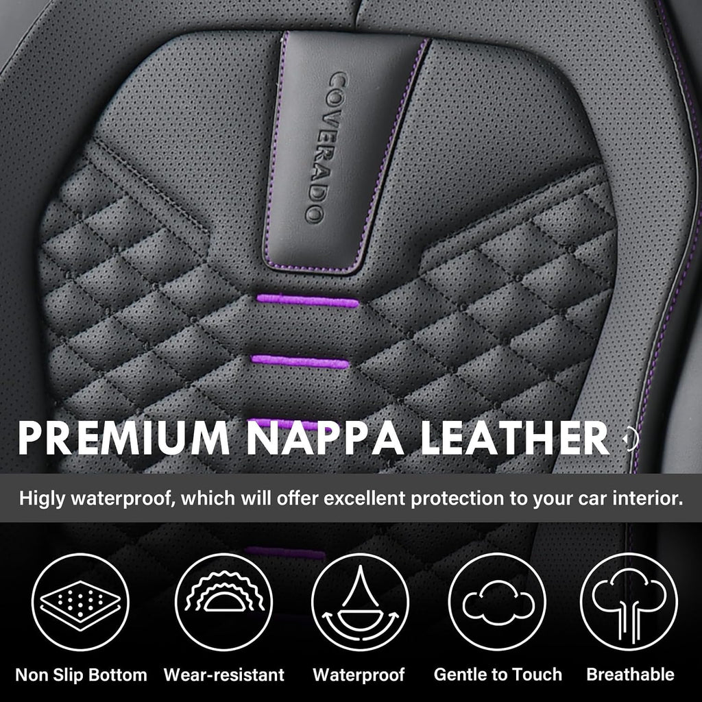 coverado car seat covers front seats, nappa leather, side view