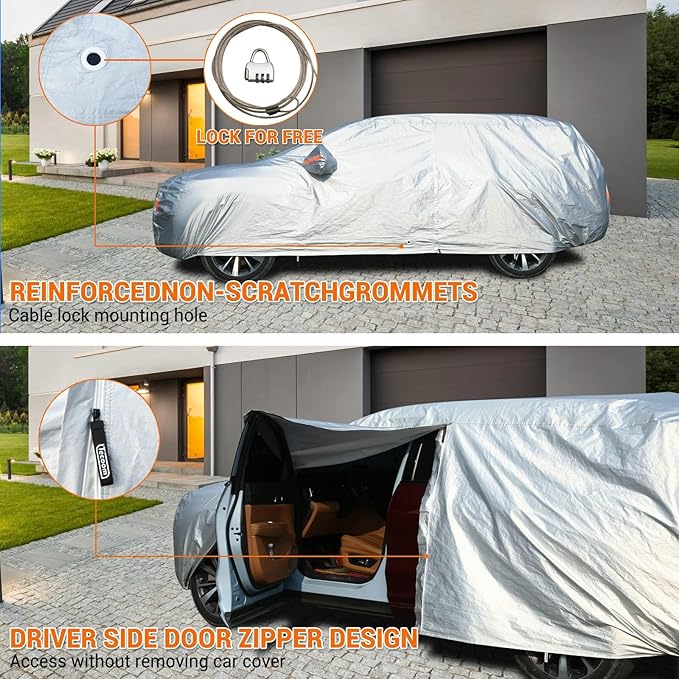 Tecoom Car Cover Waterproof All Weather, Fleece Lining - Image 4