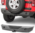 TACTIK JK Rear Bumper with 2" Hitch Receiver & D-Rings - Fits Jeep Wrangler JK 2007-2018 - Heavy Duty Offroad Bumper for Jeep JK Wranglers