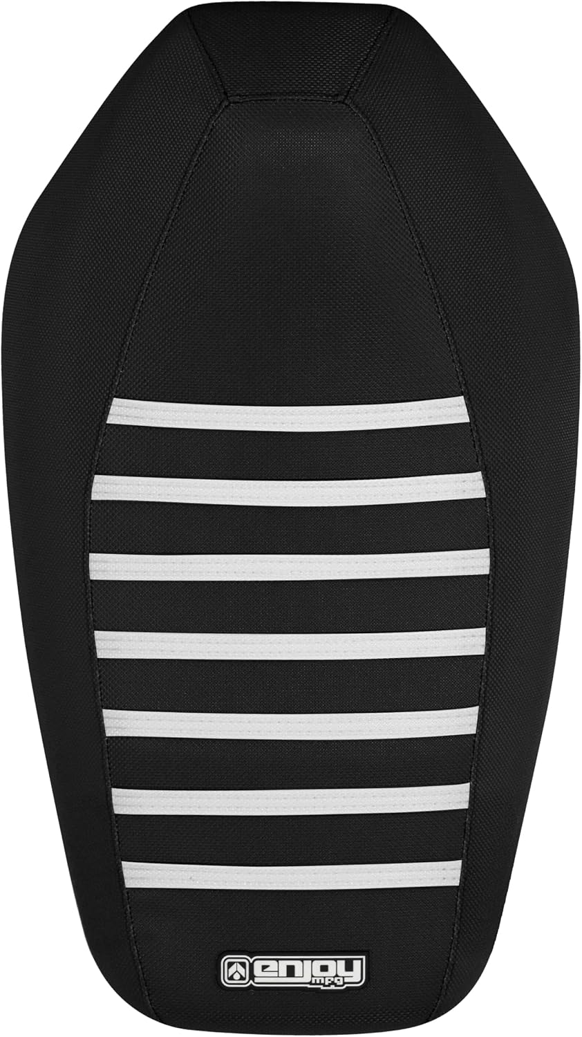 Enjoy Mfg Seat Cover - Compatible with Yamaha 2002-2011 Zuma 50_#549 (All Black with White Ribs)