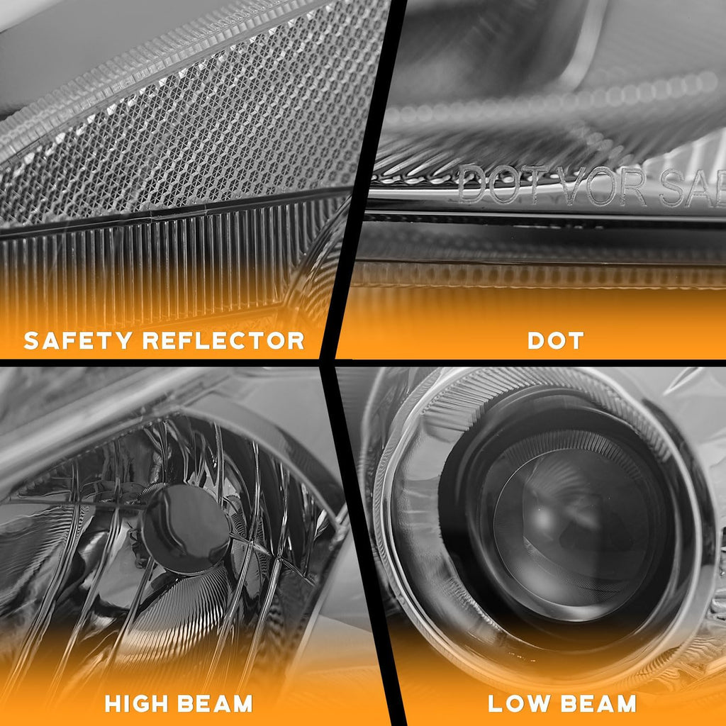 WEELMOTO Halogen Headlights for 2013-2015 Altima 4Dr Sedan Headlight Assembly Pair Replacement for 13 14 15 Altima Chrome Housing Clear Reflector (DOES NOT FIT XENON/HID)