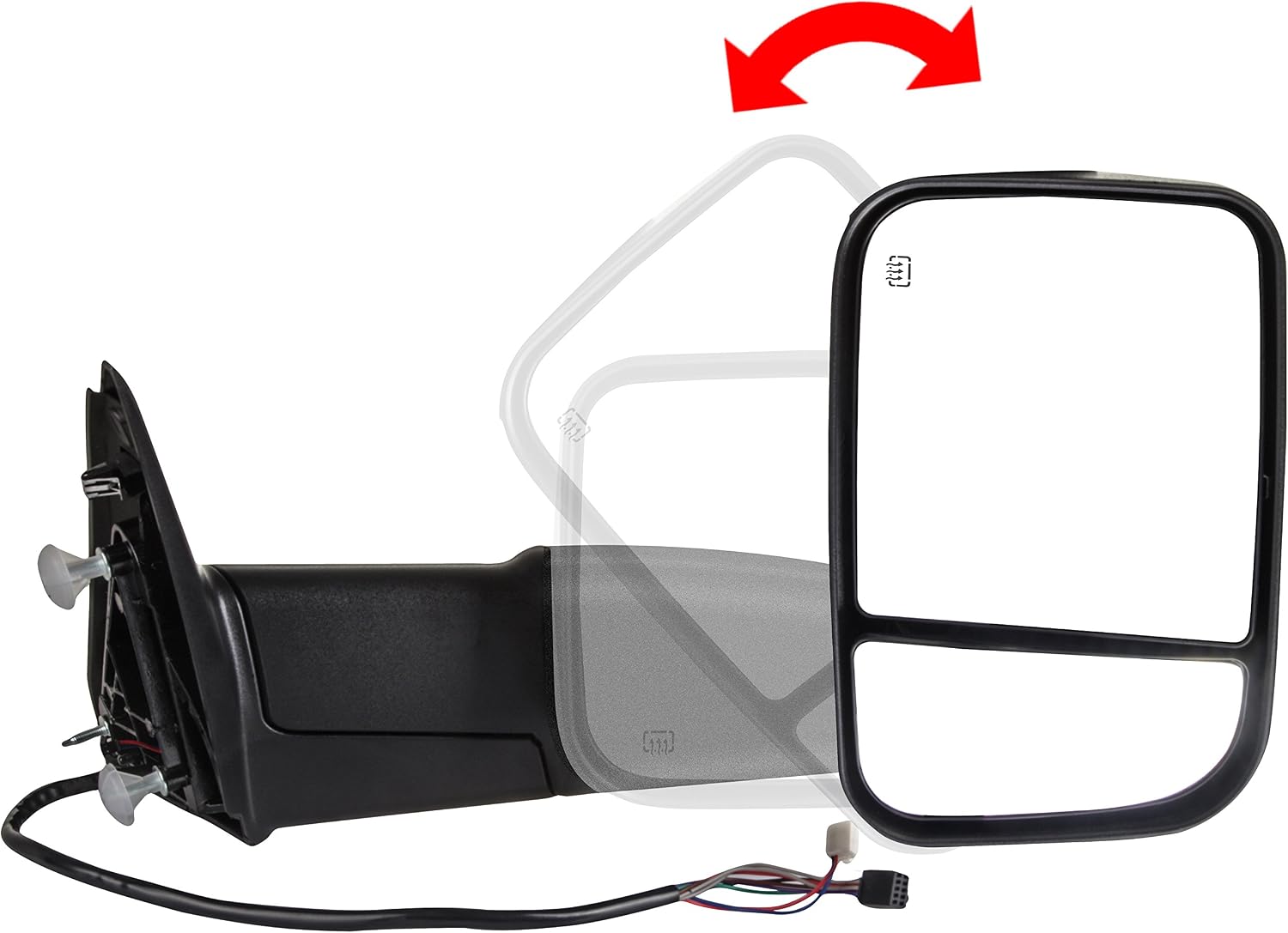 A Pair Heated Towing Mirrors Fits 2009-2015 for Dodge for Ram 1500 2010-2015 for Dodge for Ram 2500 3500 Pickup Truck, Power Adjusted View Mirror