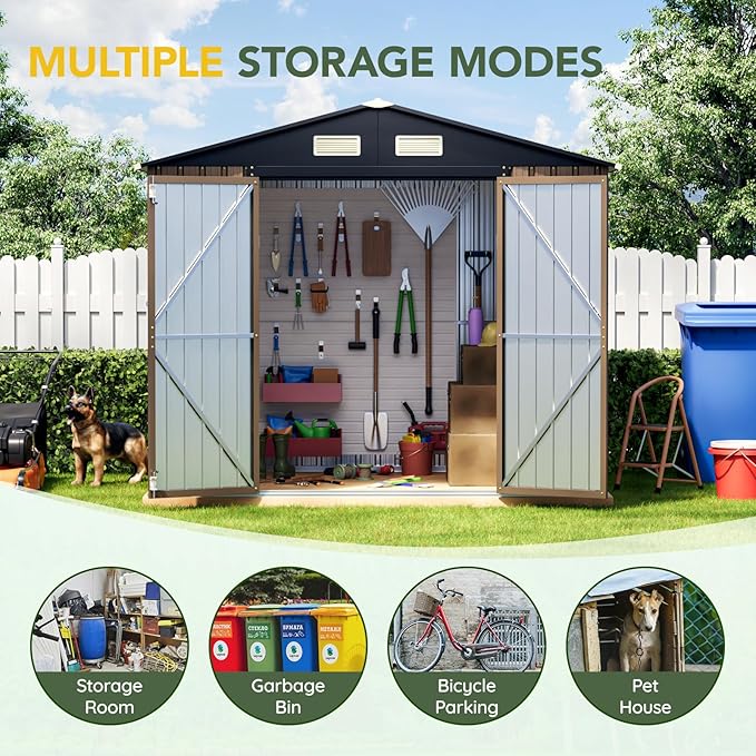 Breezz 6X8FT Outdoor Steel Storage Shed - Image 4