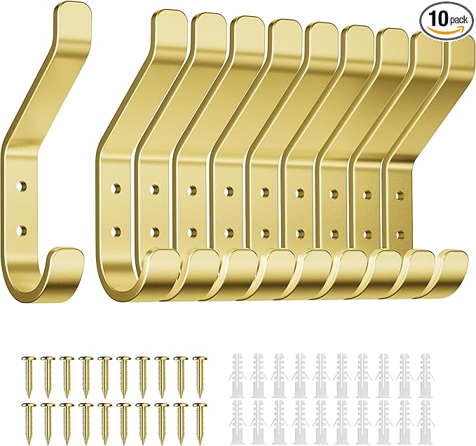 10-Pack Coat Hooks Wall Mounted: 20LB Heavy Duty Hanger by susswiff