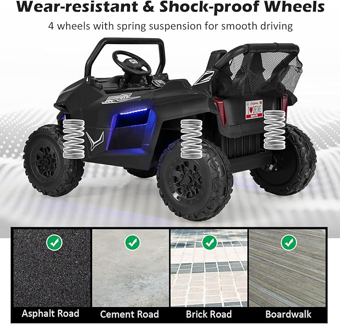 Costzon 2-Seater Ride on Car for Kids, 12V Kids' Electric Vehicles w/Remote - Image 5