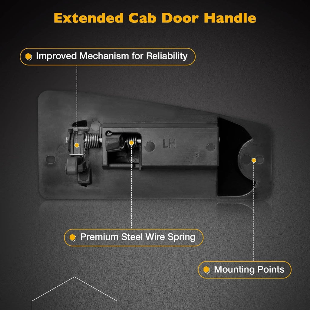 Gledewen Extended Cab Door Handle Rear Left Driver and Right Passgenger Side | for 1999-2007 Chevy Silverado GMC Sierra 1500 2500 3500 | Replaces# 15758171, 15758172