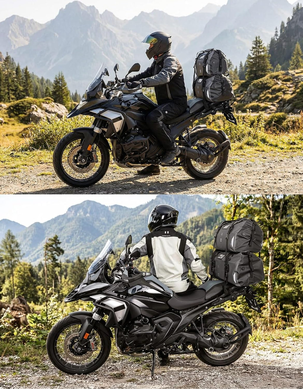 KEMIMOTO Waterproof Motorcycle Dry Bag – Duffle Tail Bag Soft Luggage, 25L/40L/65L Large Capacity with 4 Quick-Release Straps, Dustproof for Touring, Adventure, Motorcycling & Camping Grey