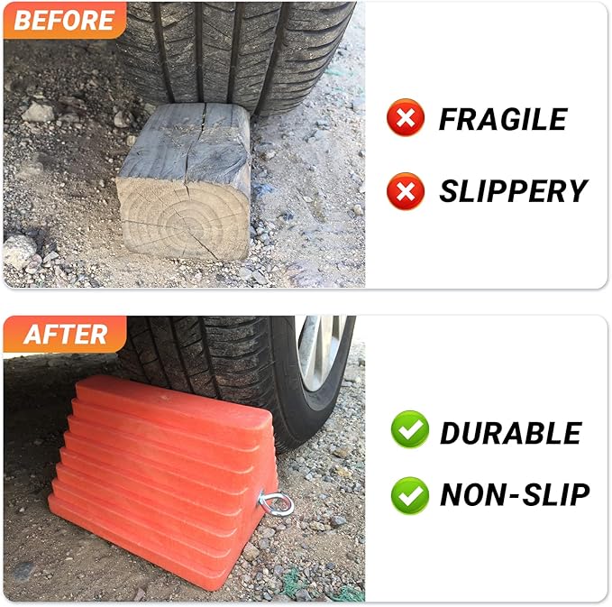 Premium 4 pcs Heavy Duty Wheel Tire Chocks, Vehicle Chocks - Image 6