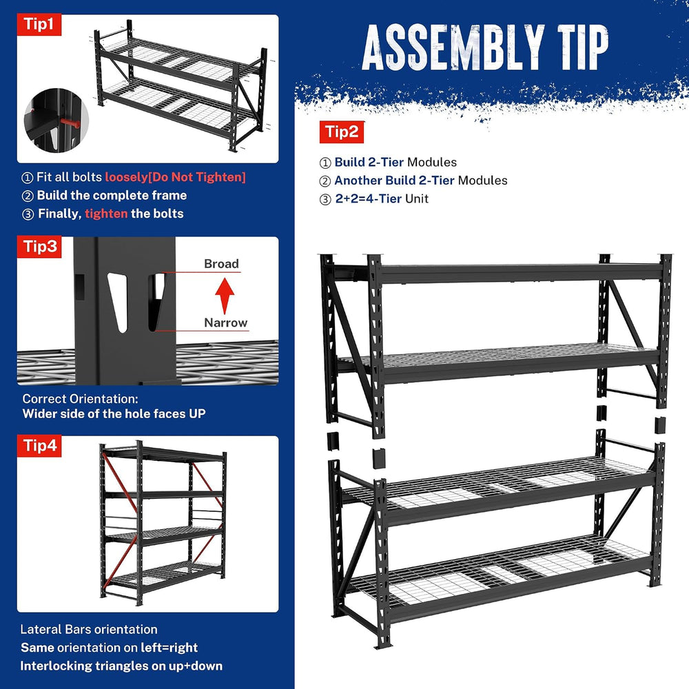 WORKPRO 77-Inch Garage Utility Shelving, 6400 lb Heavy-Duty Rack