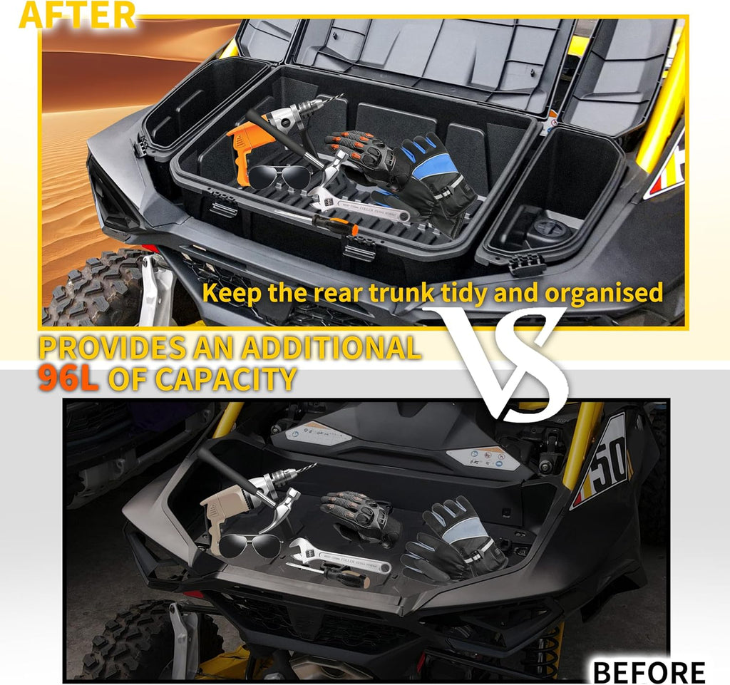 Rear Storage Cargo Box for Can Am Maverick R MAX 2024-2025 Accessories, 96L (25 Gal) Large Rear Trunk Cargo Bed Tools Boxes Bin Replace #715007182